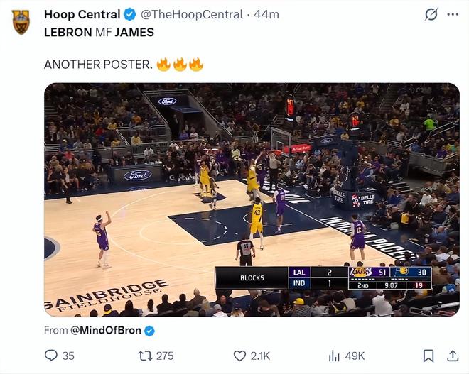 勒布朗-詹姆斯41岁爆发！湖人逆转步行者